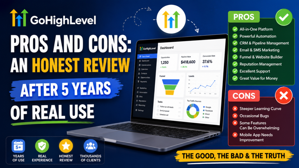 GoHighLevel Pros and Cons An Honest Review After 5 Years of Real Use